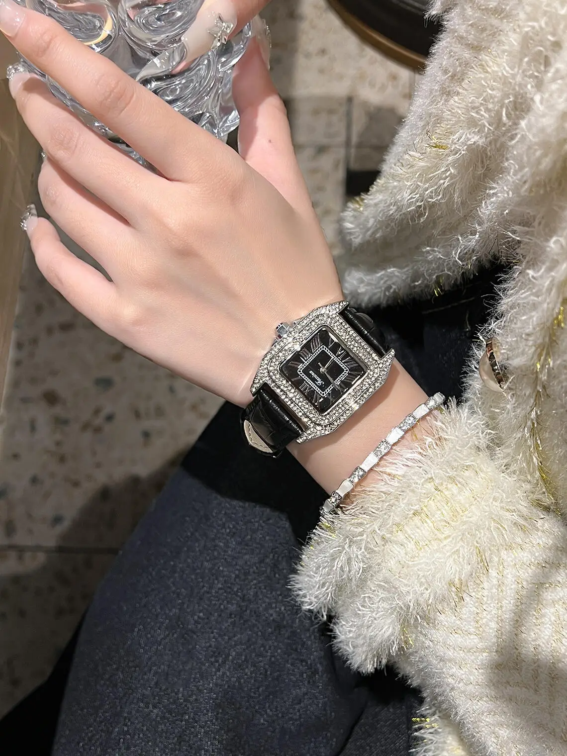 Women's Square Diamond Watch with All Over Sparkle — feature 3