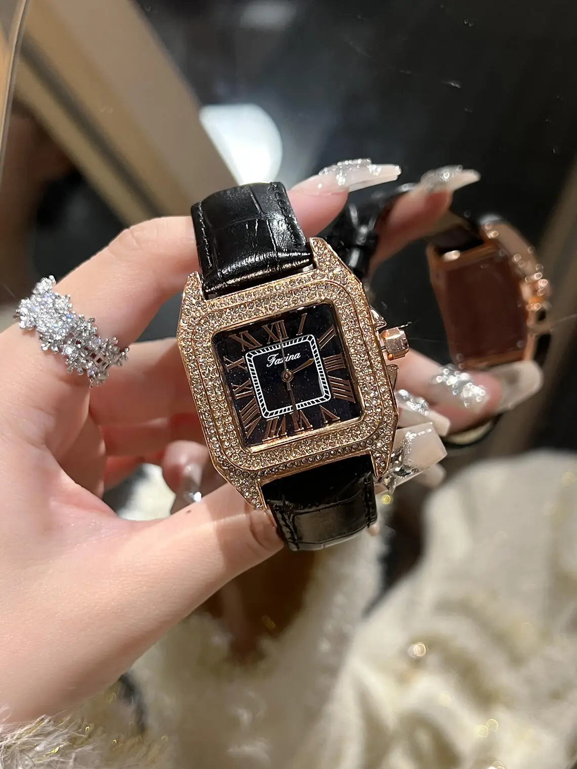 Women's Square Diamond Watch with All Over Sparkle — feature 8