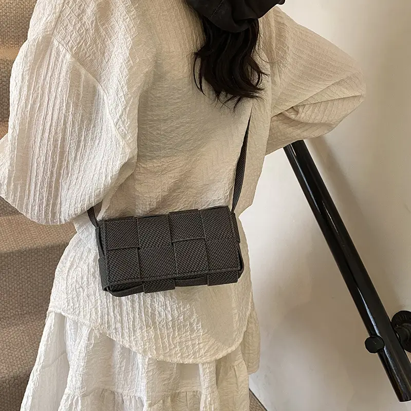 Light Blue Woven Square Shoulder Bag for Women 2025 - Image 8