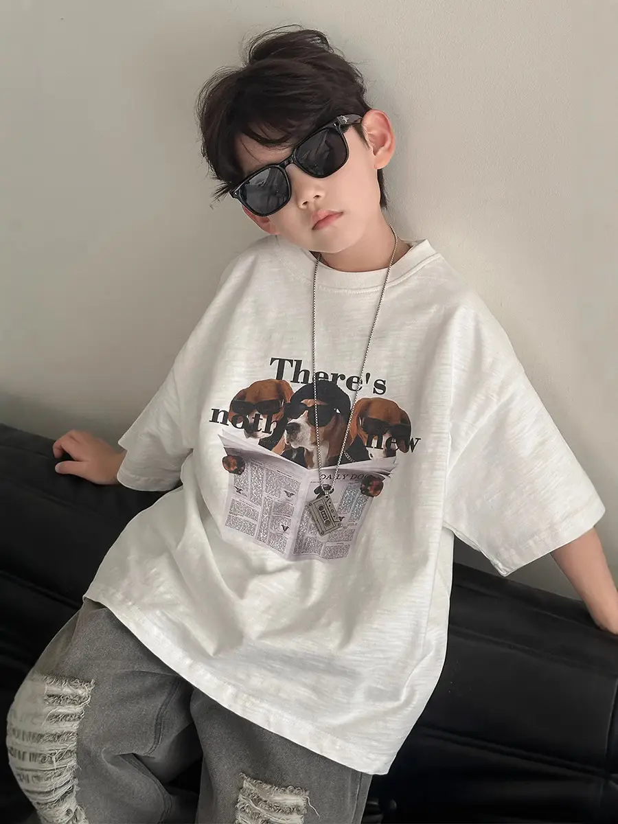 Boys White Graphic T-Shirt Short Sleeve 2025