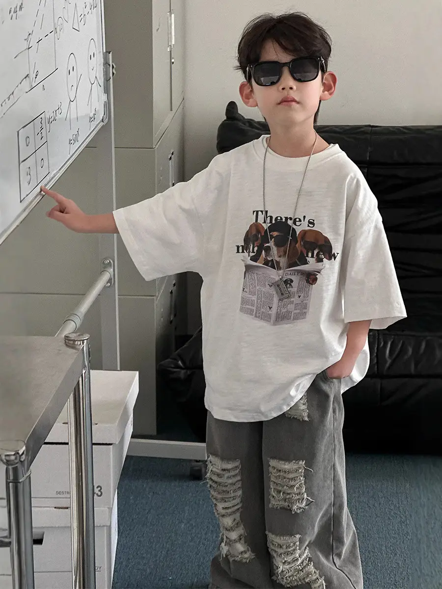 Boys White Graphic T-Shirt Short Sleeve 2025