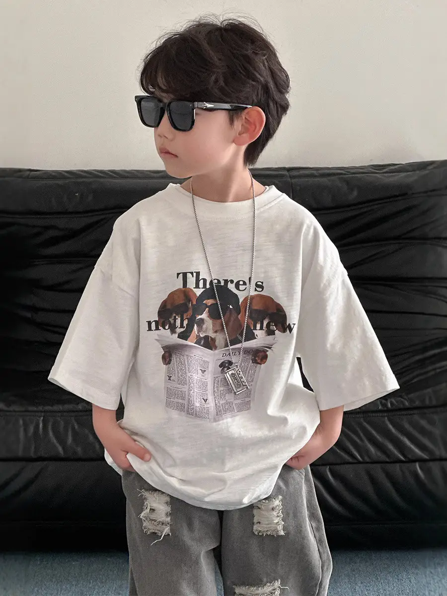 Boys White Graphic T-Shirt Short Sleeve 2025