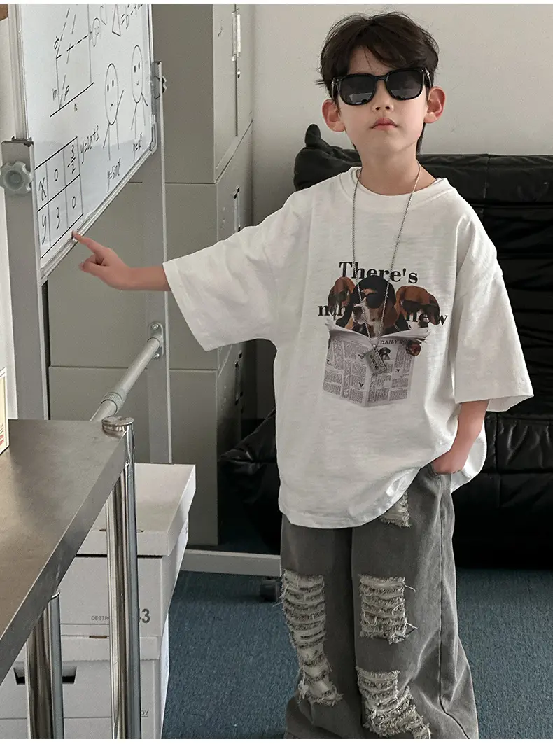 Boys White Graphic T-Shirt Short Sleeve 2025 — feature 8