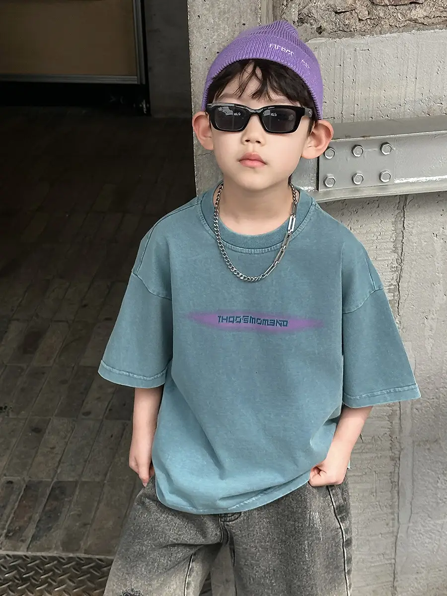 Boys Denim Capri Shorts Set with White Sneakers — feature 6