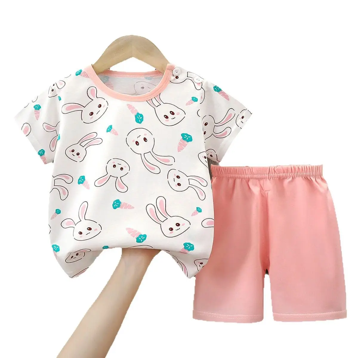 Kids Cotton Bear Print Shorts Set Summer - Image 15