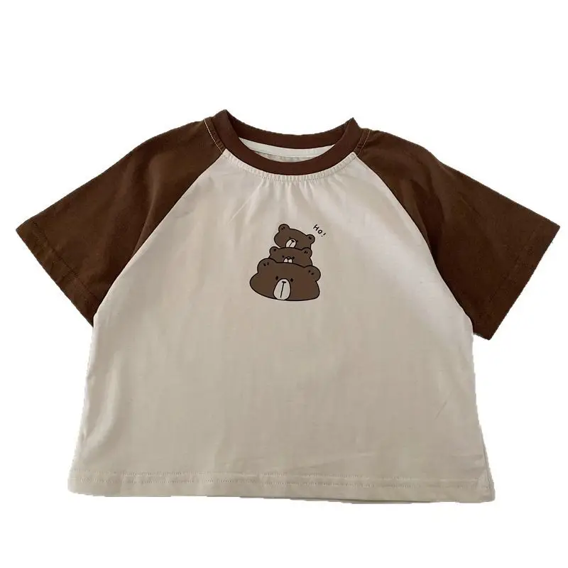 Korean Style Boys T-Shirt Brown Cream Raglan Sleeve 2025 - Image 7