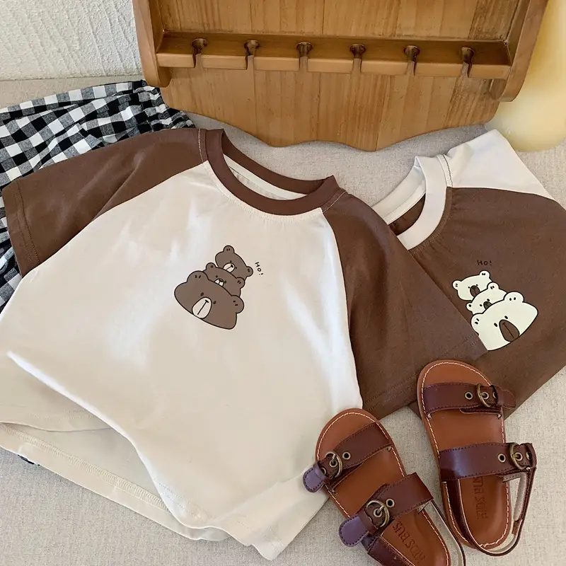 Korean Style Boys T-Shirt Brown Cream Raglan Sleeve 2025 — feature 10