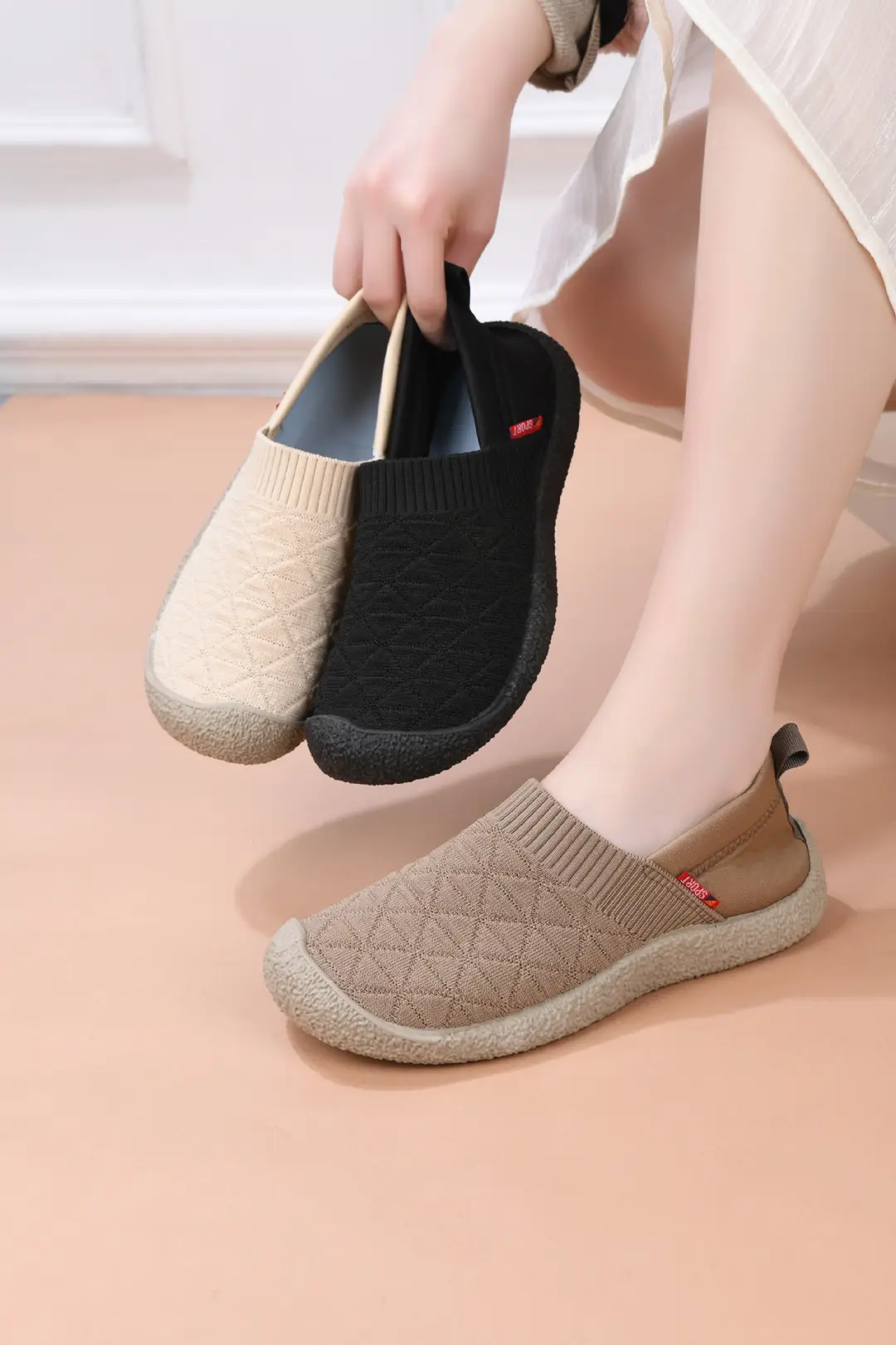 Foreign Trade 2025 New Arrival Cloth Shoes Women's Spring and Autumn Casual Shoes All-match Fly-knit Shoes Slip-on Non-slip Breathable Mother Shoes — feature 35