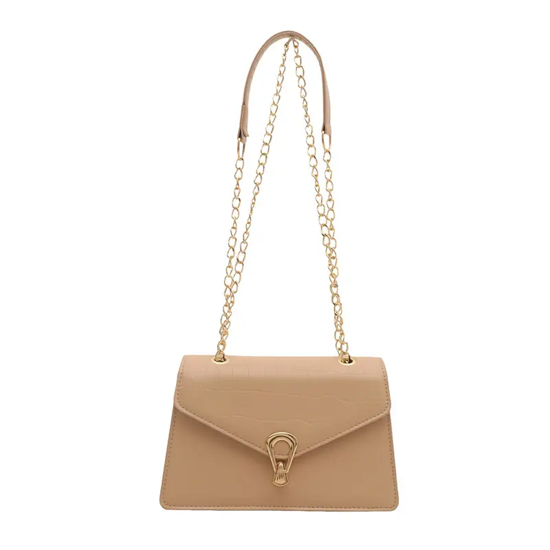 Orange Croc Leather Chain Bag with Lock Buckle for Women - Image 9