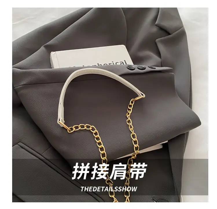 Orange Croc Leather Chain Bag with Lock Buckle for Women — feature 6