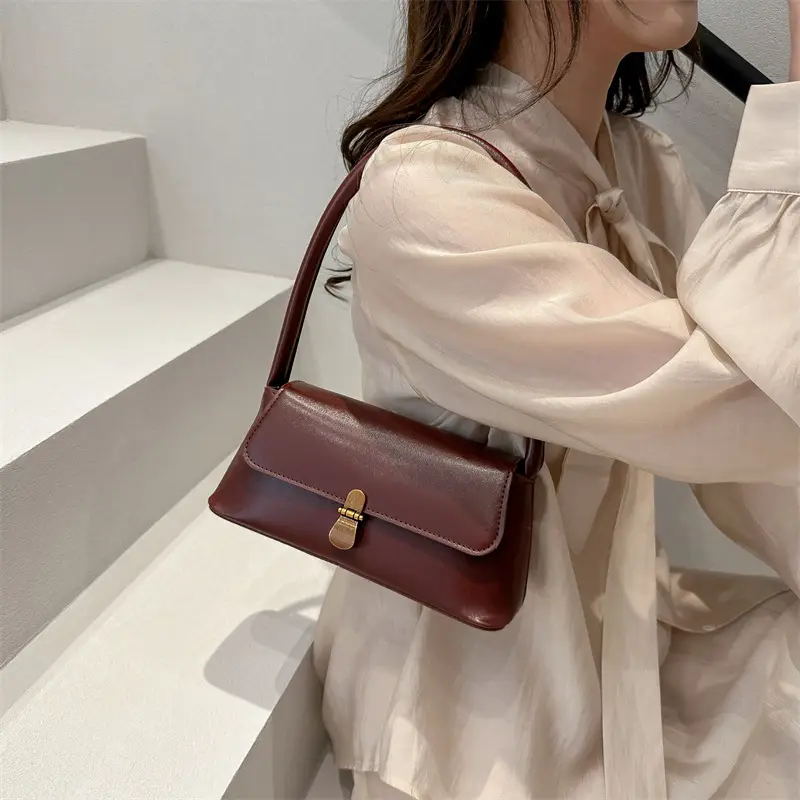 Women's White Leather Crossbody Bag with Gold Clasp — feature 17
