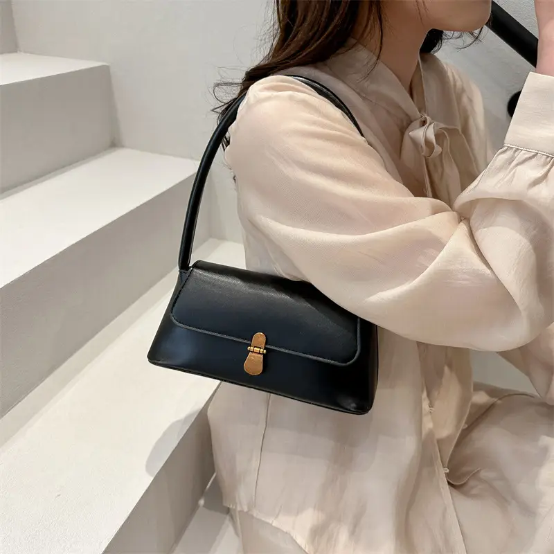 Women's White Leather Crossbody Bag with Gold Clasp — feature 23