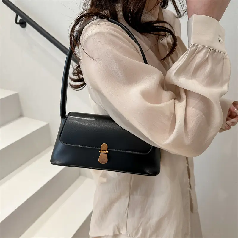Women's White Leather Crossbody Bag with Gold Clasp — feature 24