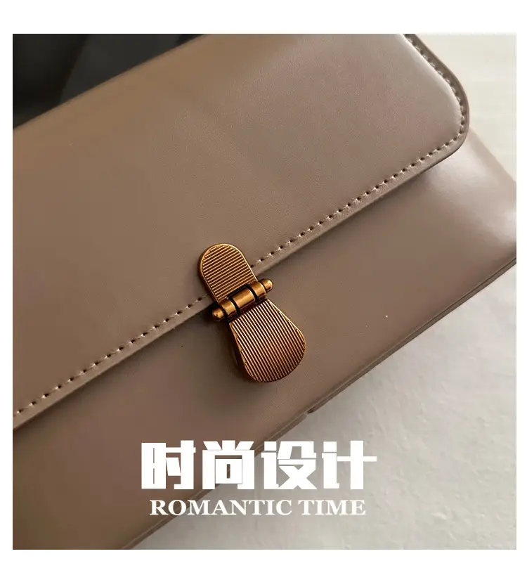 Women's White Leather Crossbody Bag with Gold Clasp — feature 6