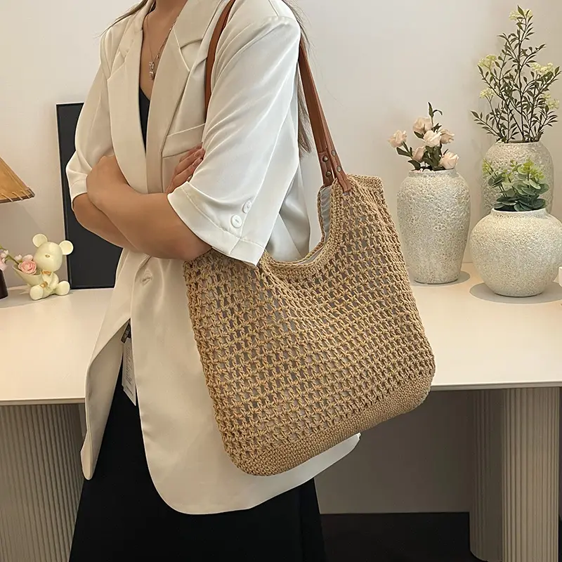 Women's Straw Woven Beach Bag Large Capacity Summer Commute