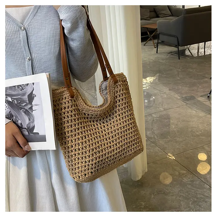 Women's Straw Woven Beach Bag Large Capacity Summer Commute — feature 11