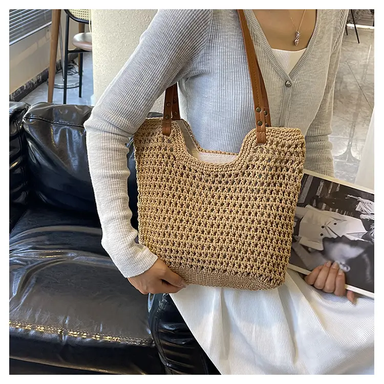 Women's Straw Woven Beach Bag Large Capacity Summer Commute — feature 12