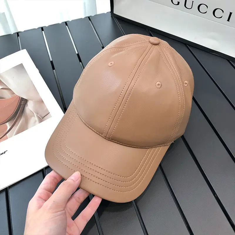 Japanese Leather Baseball Cap Wide Brim for Women Girls - Image 3