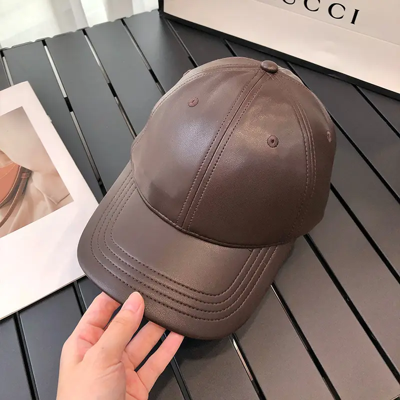Japanese Leather Baseball Cap Wide Brim for Women Girls - Image 4