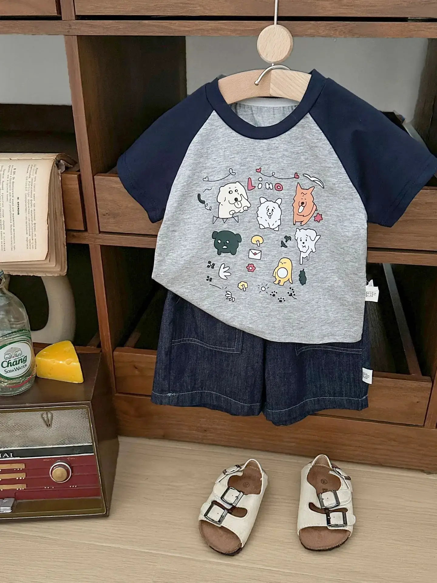 Summer Boys Cartoon Print T-Shirt Grey White Half Sleeve - Image 6
