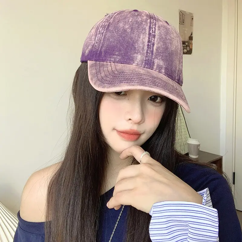Women Purple Denim Wide Brim Cap Summer Hat - Image 8