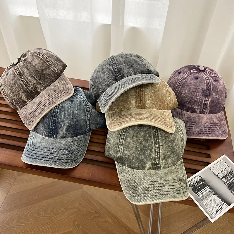 Women Purple Denim Wide Brim Cap Summer Hat - Image 9