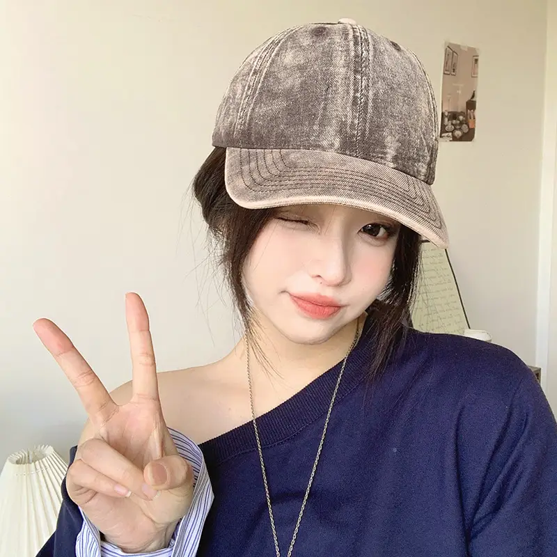 Women Purple Denim Wide Brim Cap Summer Hat - Image 10