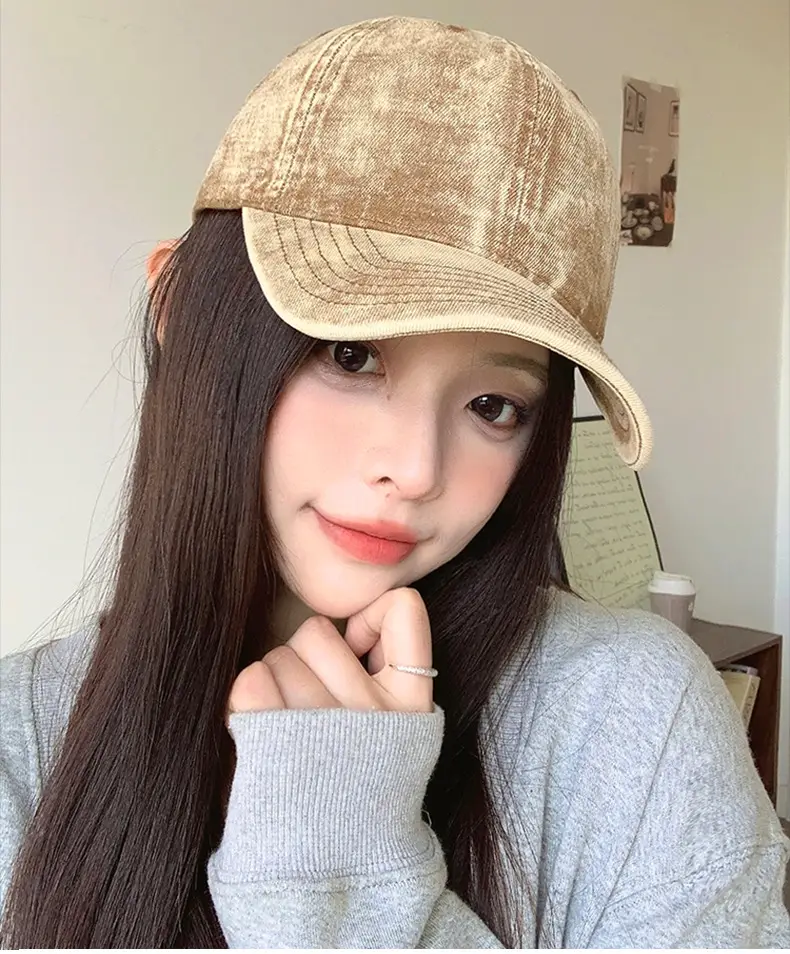 Women Purple Denim Wide Brim Cap Summer Hat — feature 1