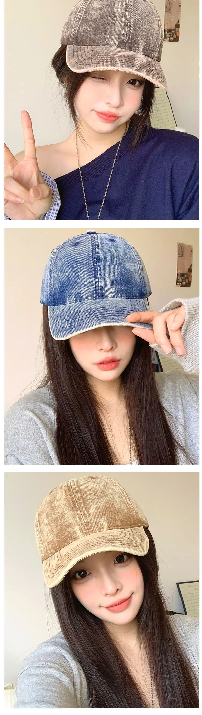 Women Purple Denim Wide Brim Cap Summer Hat — feature 10