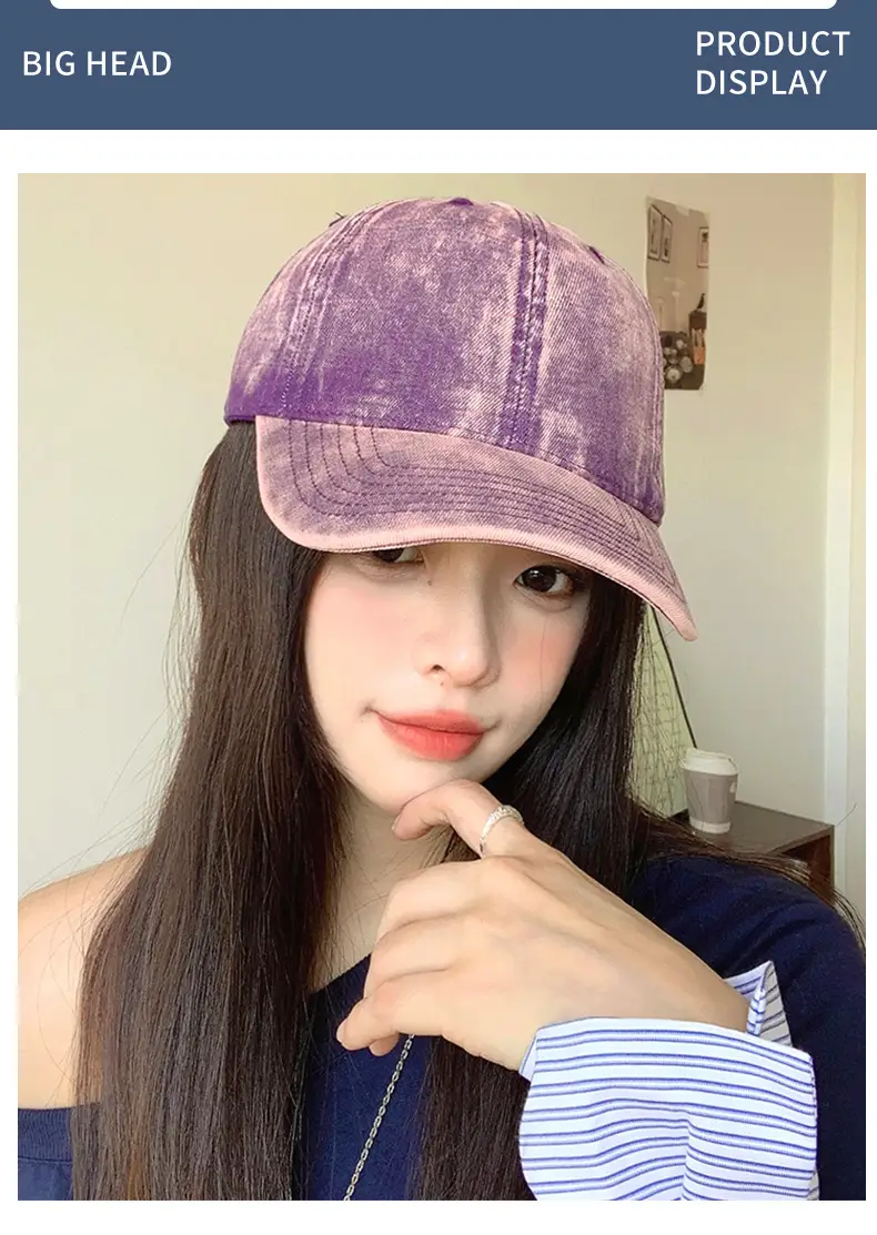 Women Purple Denim Wide Brim Cap Summer Hat — feature 7