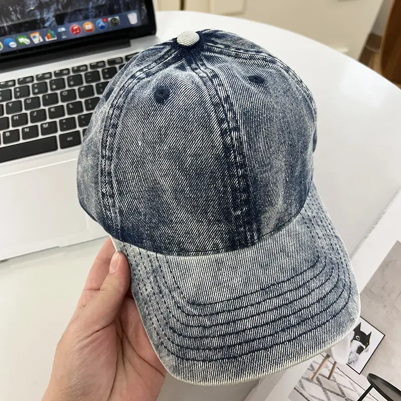 Women Purple Denim Wide Brim Cap Summer Hat - Image 4