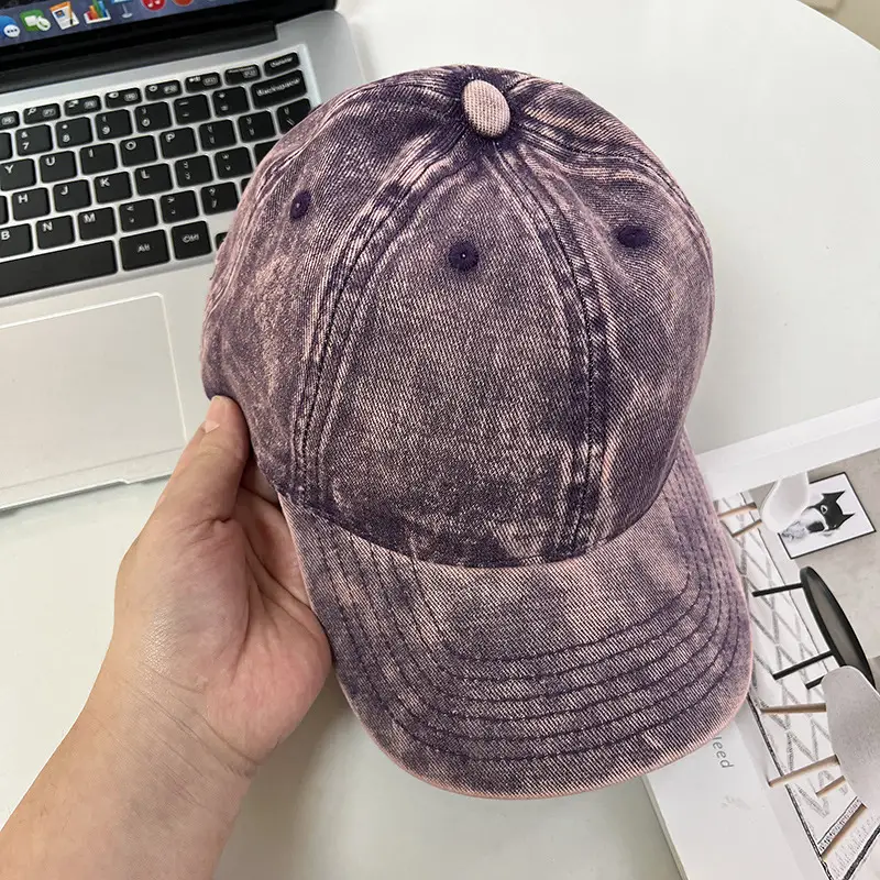 Women Purple Denim Wide Brim Cap Summer Hat - Image 5