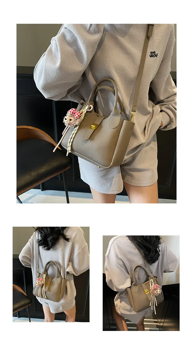 Women's Tan Leather Shoulder Bag with Tassel & Handle — feature 11
