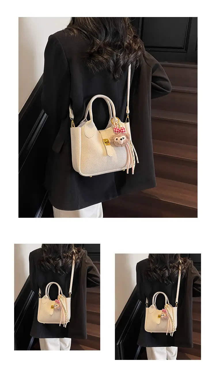 Women's Tan Leather Shoulder Bag with Tassel & Handle — feature 13