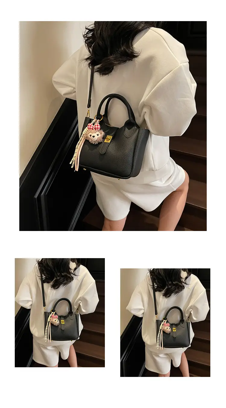 Women's Tan Leather Shoulder Bag with Tassel & Handle — feature 14