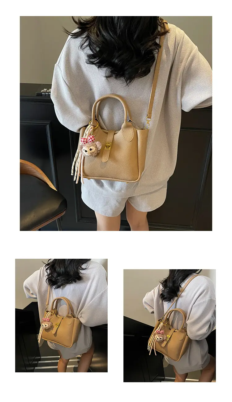 Women's Tan Leather Shoulder Bag with Tassel & Handle — feature 16