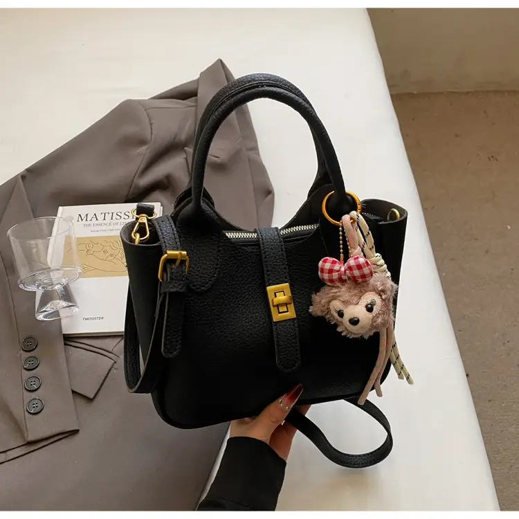 Women's Tan Leather Shoulder Bag with Tassel & Handle — feature 22