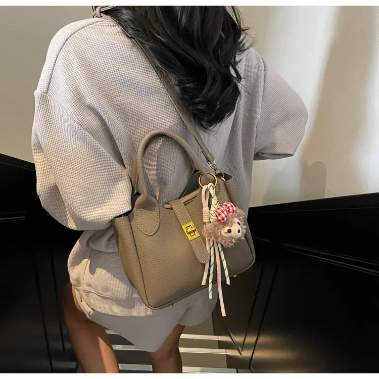 Women's Tan Leather Shoulder Bag with Tassel & Handle — feature 25