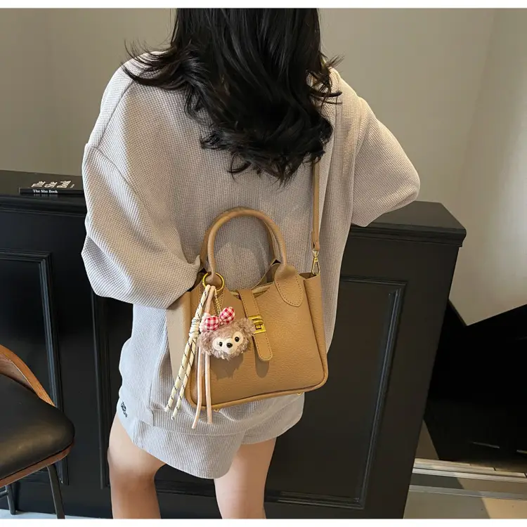 Women's Tan Leather Shoulder Bag with Tassel & Handle — feature 26