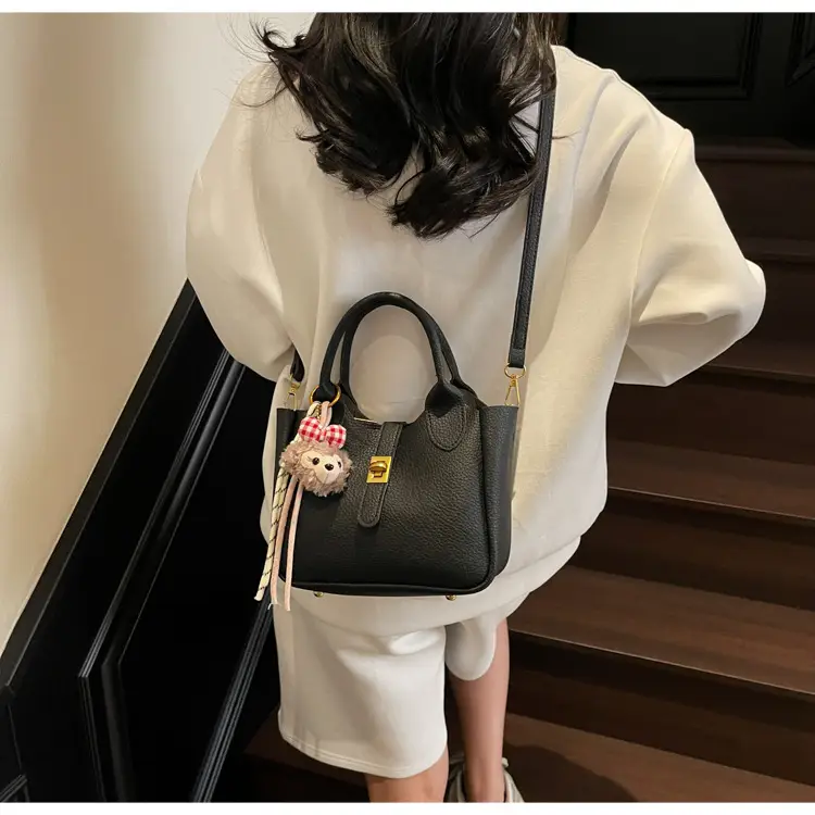 Women's Tan Leather Shoulder Bag with Tassel & Handle — feature 31