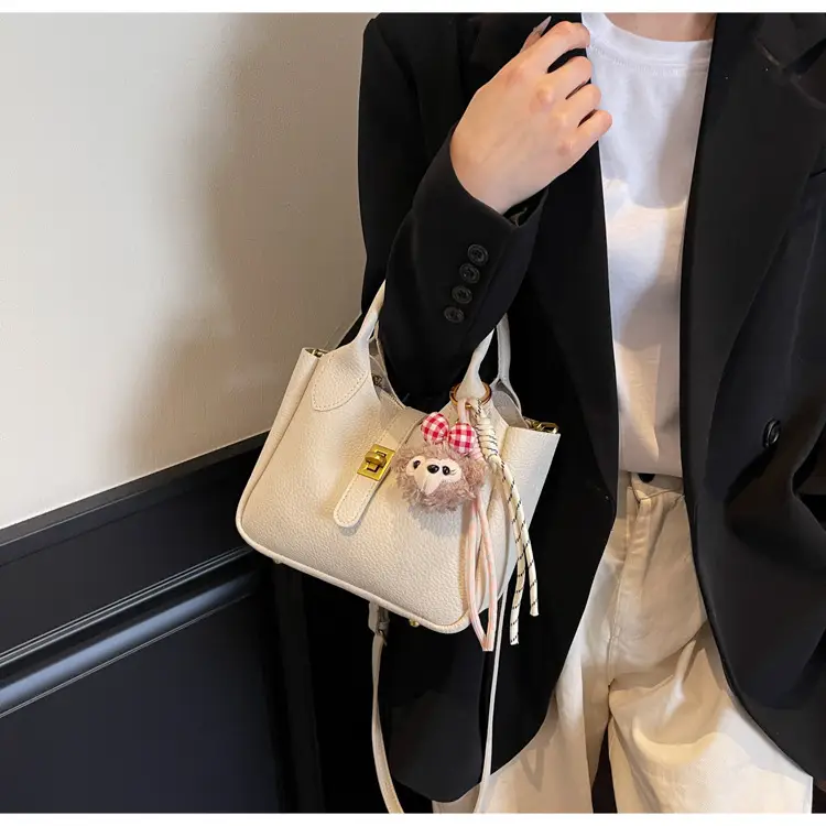 Women's Tan Leather Shoulder Bag with Tassel & Handle — feature 32