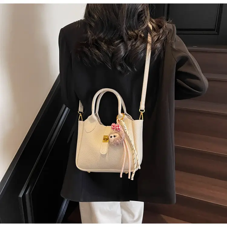 Women's Tan Leather Shoulder Bag with Tassel & Handle — feature 33