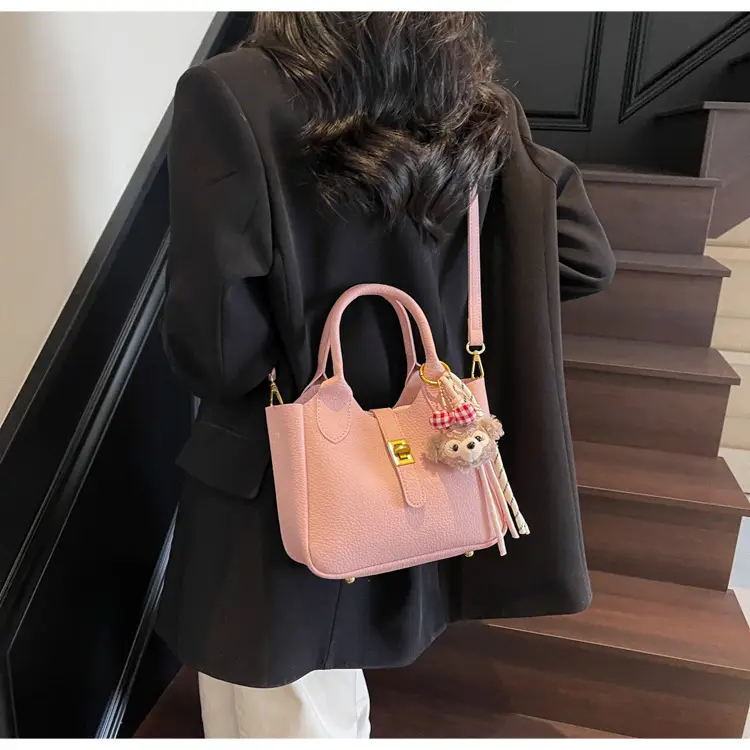 Women's Tan Leather Shoulder Bag with Tassel & Handle — feature 34