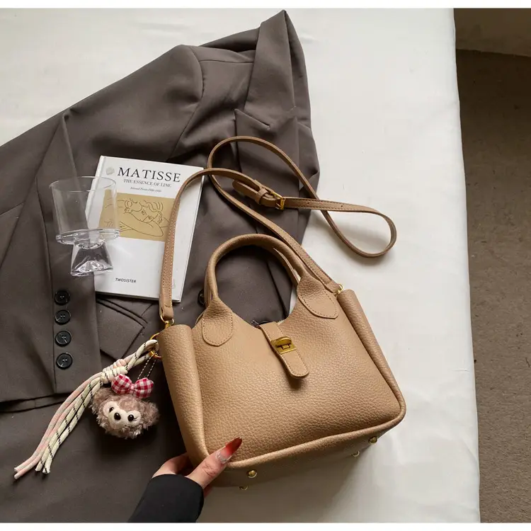 Women's Tan Leather Shoulder Bag with Tassel & Handle — feature 38