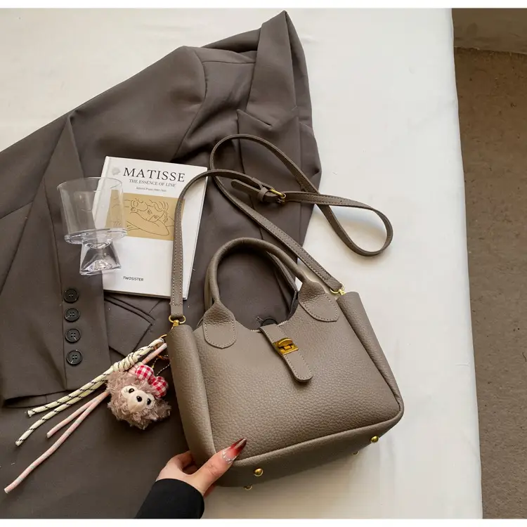 Women's Tan Leather Shoulder Bag with Tassel & Handle — feature 41