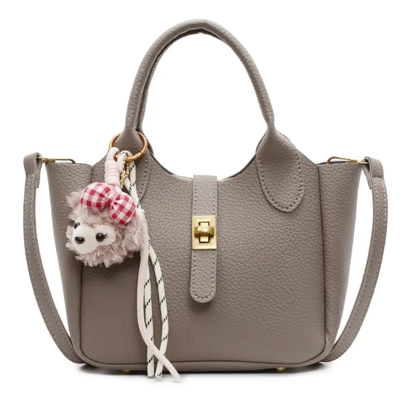 Women's Tan Leather Shoulder Bag with Tassel & Handle - Image 3