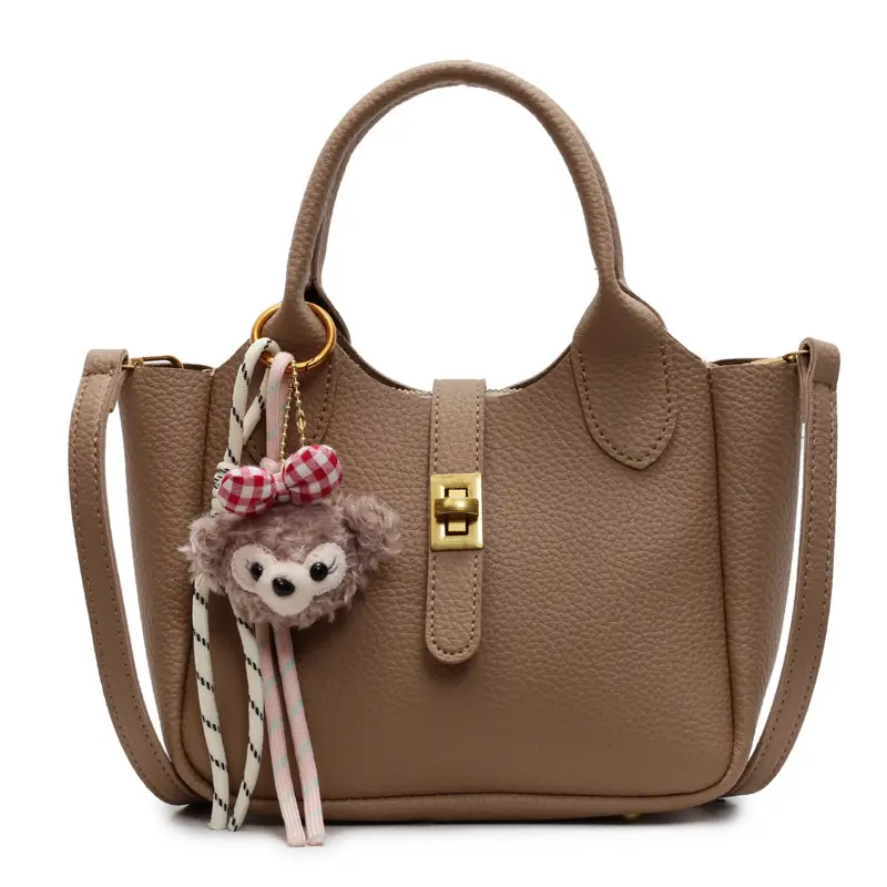Women's Tan Leather Shoulder Bag with Tassel & Handle - Image 6