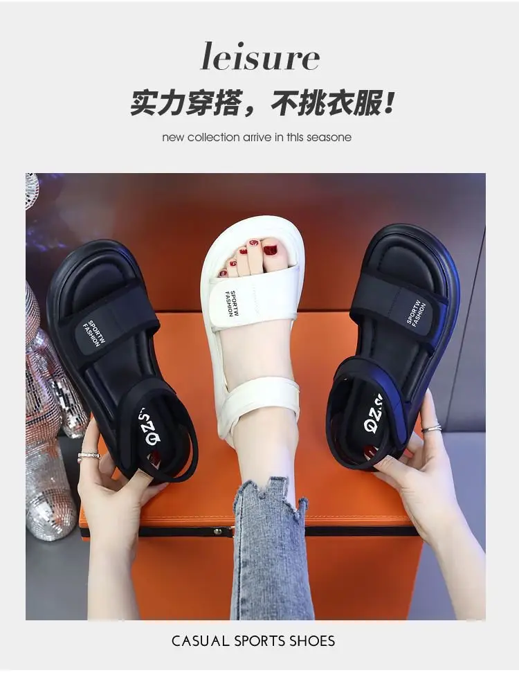 Sports Sandals Women's 2025 Summer New Flat Soft Bottom Non-slip Travel Beach Shoes Running Velcro Casual Shoes — feature 1