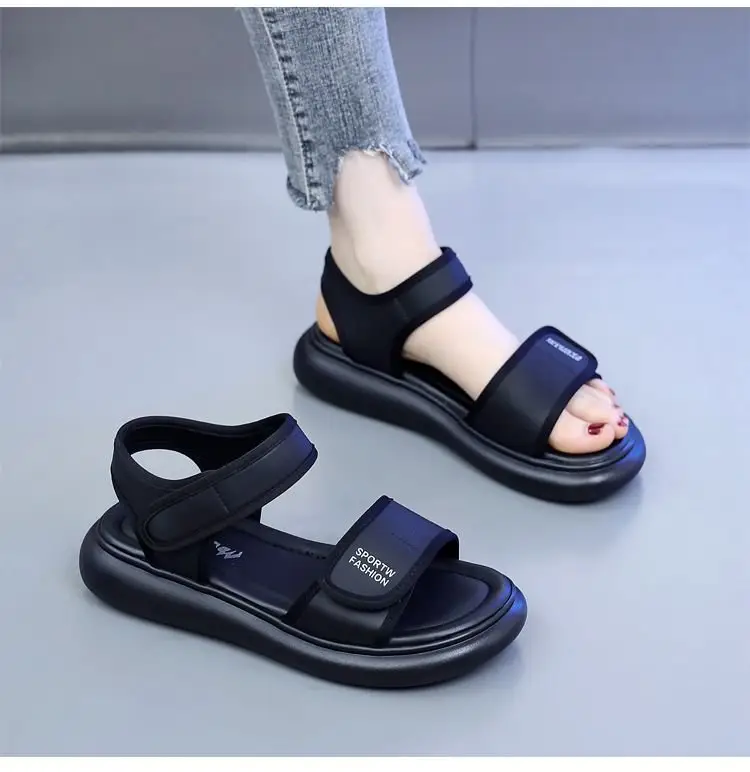 Sports Sandals Women's 2025 Summer New Flat Soft Bottom Non-slip Travel Beach Shoes Running Velcro Casual Shoes — feature 11