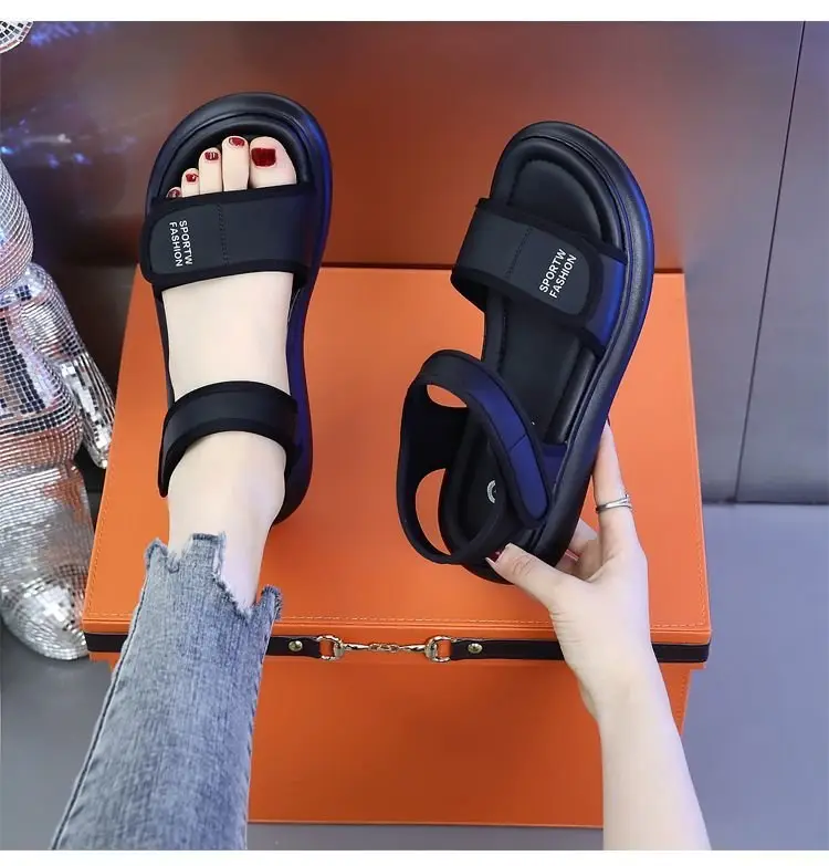 Sports Sandals Women's 2025 Summer New Flat Soft Bottom Non-slip Travel Beach Shoes Running Velcro Casual Shoes — feature 14